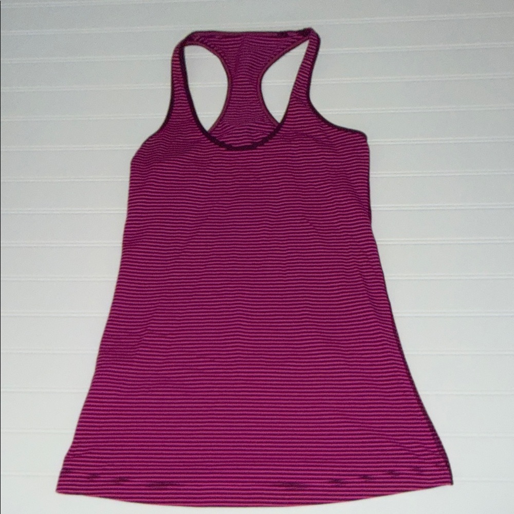 Lululemon Pink Striped Racerback Athletic Tank Top